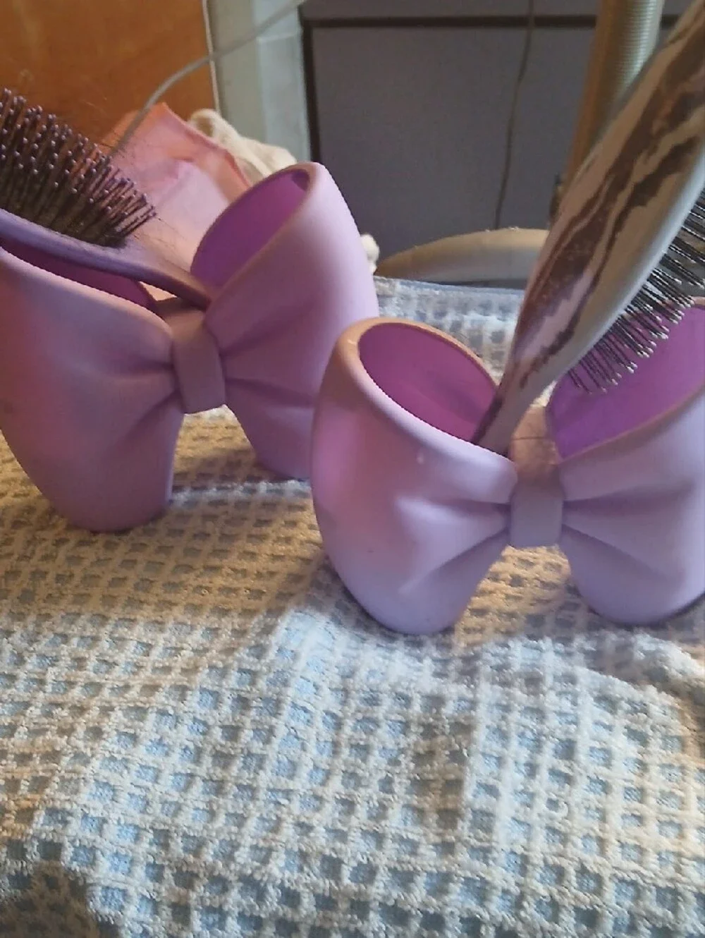 Lavender Bow Hair Brush Holders - Pair
